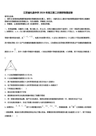 江苏省礼嘉中学2024年高三第二次调研物理试卷含解析.doc