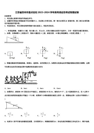 江苏省苏州市重点名校2023-2024学年高考适应性考试物理试卷含解析.doc