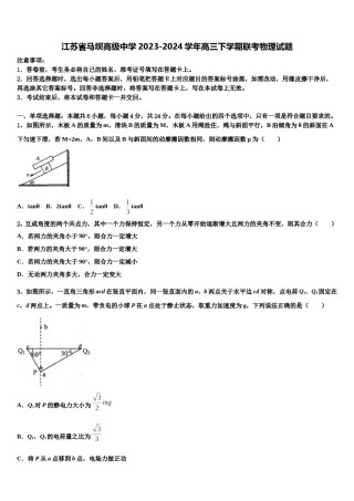 江苏省马坝高级中学2023-2024学年高三下学期联考物理试题含解析.doc