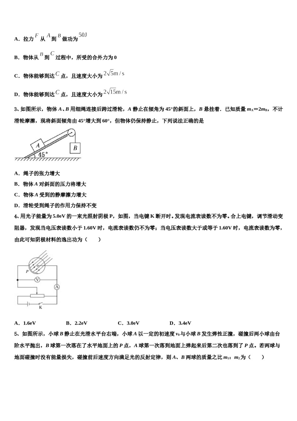 江西省瑞昌市第二中学2024年高三第五次模拟考试物理试卷含解析.doc_第2页