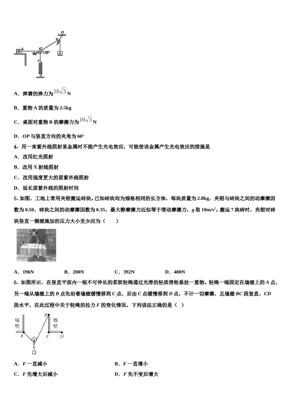 江西省白鹭洲中学2024年高三第二次模拟考试物理试卷含解析.doc_第2页