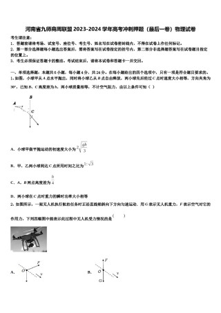 河南省九师商周联盟2023-2024学年高考冲刺押题（最后一卷）物理试卷含解析.doc