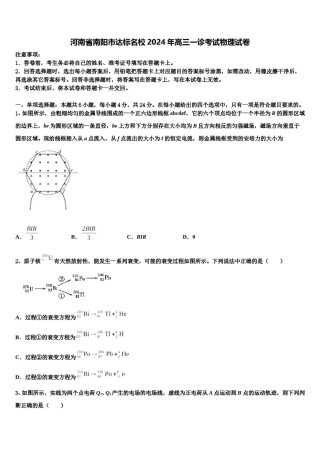河南省南阳市达标名校2024年高三一诊考试物理试卷含解析.doc