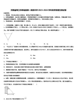 河南省周口市郸城县第一高级中学2023-2024学年高考物理五模试卷含解析.doc