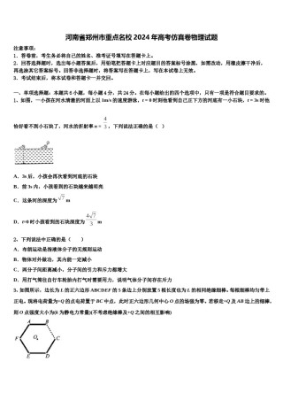 河南省郑州市重点名校2024年高考仿真卷物理试题含解析.doc