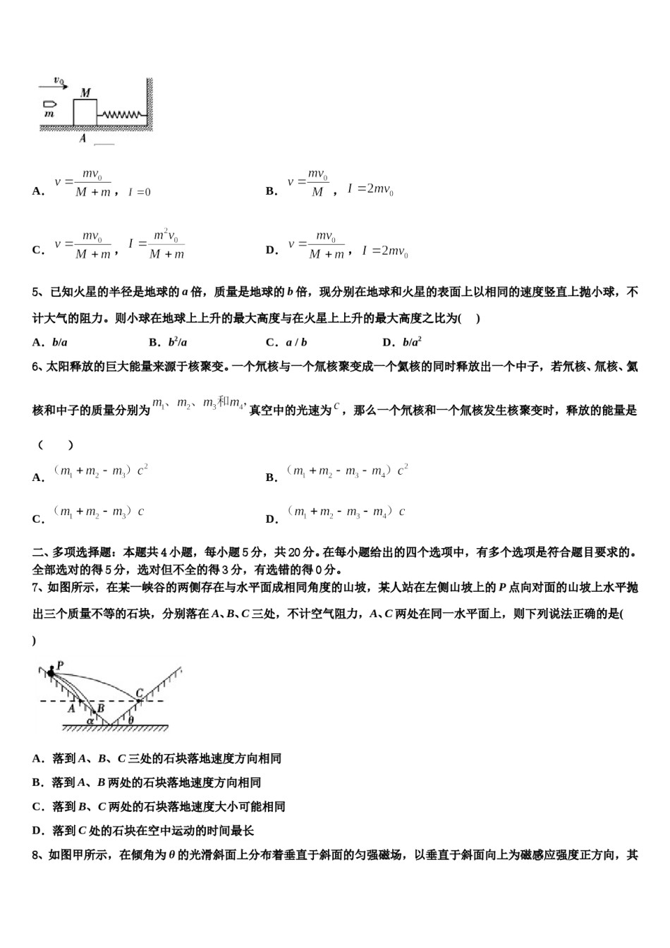 海南省白沙中学2024年高三最后一卷物理试卷含解析.doc_第2页