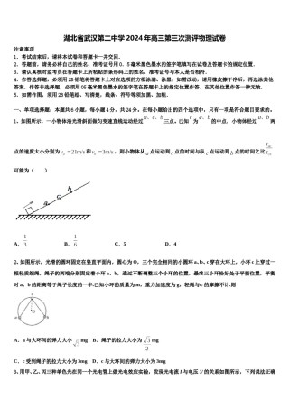 湖北省武汉第二中学2024年高三第三次测评物理试卷含解析.doc
