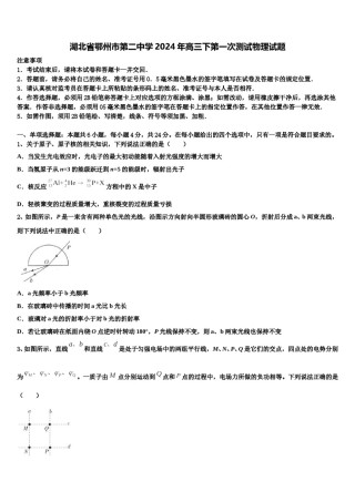 湖北省鄂州市第二中学2024年高三下第一次测试物理试题含解析.doc