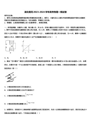 湖北黄冈2023-2024学年高考物理一模试卷含解析.doc