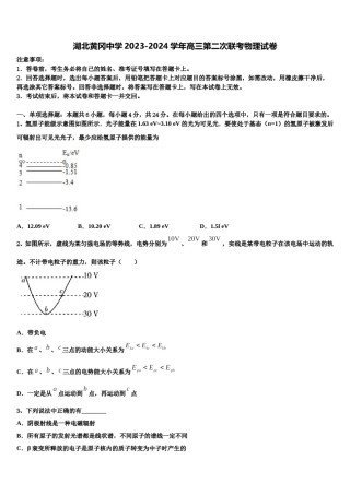 湖北黄冈中学2023-2024学年高三第二次联考物理试卷含解析.doc
