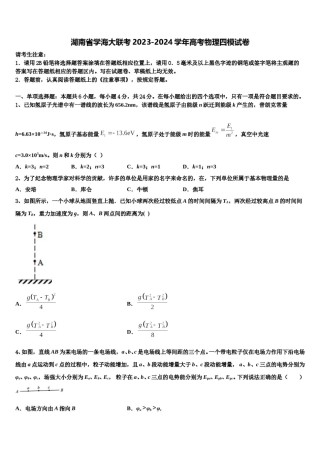 湖南省学海大联考2023-2024学年高考物理四模试卷含解析.doc