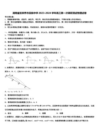 湖南省张家界市民族中学2023-2024学年高三第一次调研测试物理试卷含解析.doc