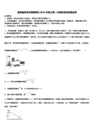 湖南省株洲市醴陵两校2024年高三第一次调研测试物理试卷含解析.doc