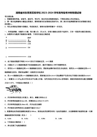 湖南省祁东育英实验学校2023-2024学年高考临考冲刺物理试卷含解析.doc
