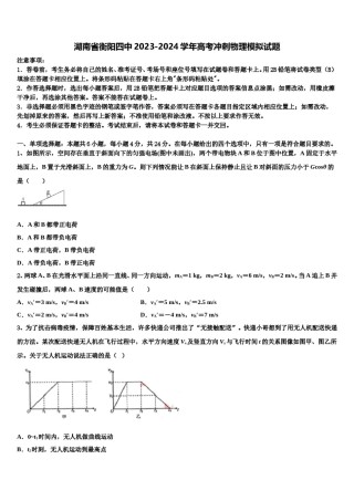湖南省衡阳四中2023-2024学年高考冲刺物理模拟试题含解析.doc