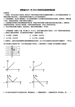 湖南省长沙一中2024年高考仿真卷物理试题含解析.doc