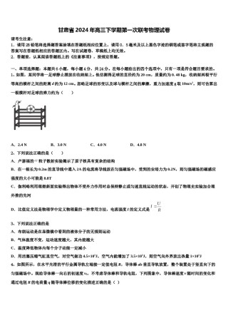 甘肃省2024年高三下学期第一次联考物理试卷含解析.doc