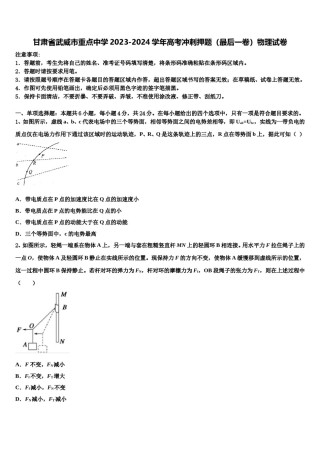 甘肃省武威市重点中学2023-2024学年高考冲刺押题（最后一卷）物理试卷含解析.doc