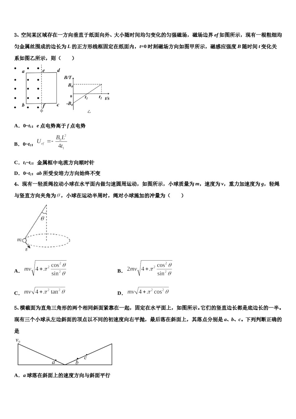 福建省永春一中、培元中学2023-2024学年高三第四次模拟考试物理试卷含解析.doc_第2页
