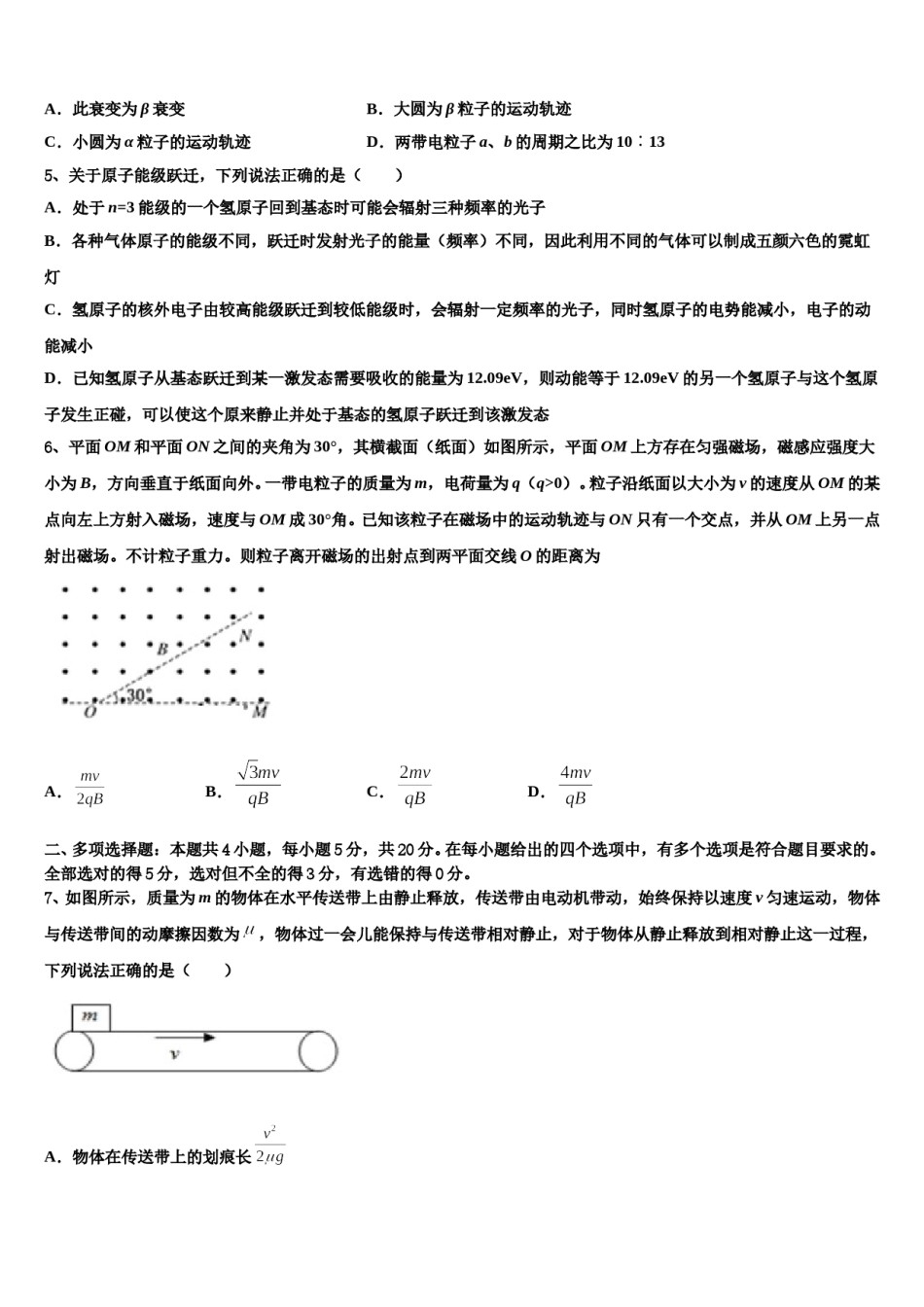 福建省泉州永春华侨中学2024年高考物理一模试卷含解析.doc_第2页