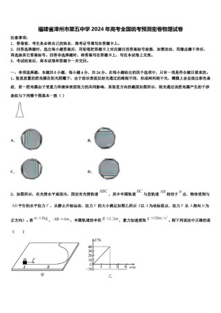 福建省漳州市第五中学2024年高考全国统考预测密卷物理试卷含解析.doc