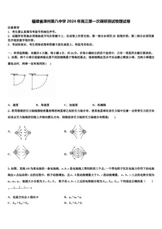 福建省漳州第八中学2024年高三第一次调研测试物理试卷含解析.doc