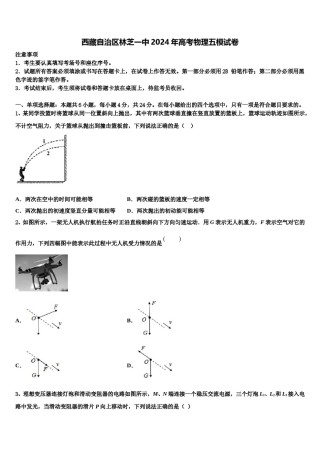 西藏自治区林芝一中2024年高考物理五模试卷含解析.doc