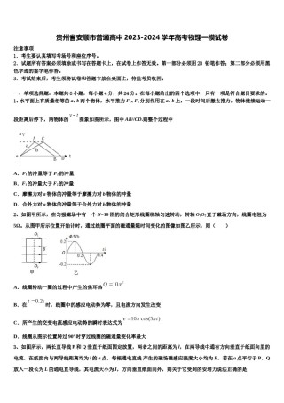 贵州省安顺市普通高中2023-2024学年高考物理一模试卷含解析.doc
