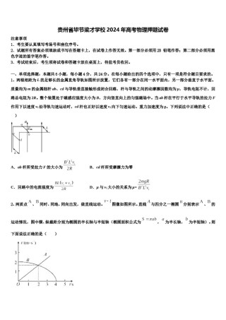 贵州省毕节梁才学校2024年高考物理押题试卷含解析.doc