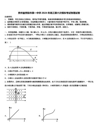 贵州省贵阳市第一中学2024年高三第六次模拟考试物理试卷含解析.doc