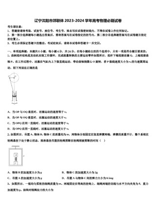 辽宁沈阳市郊联体2023-2024学年高考物理必刷试卷含解析.doc