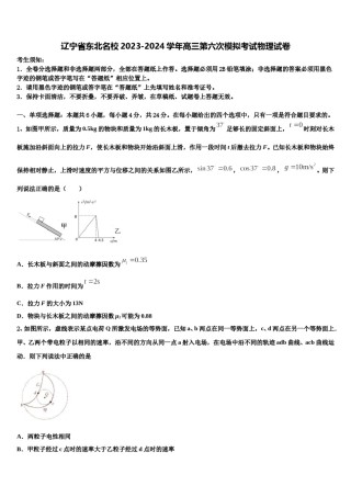 辽宁省东北名校2023-2024学年高三第六次模拟考试物理试卷含解析.doc