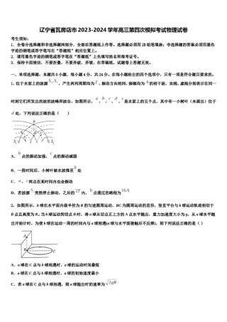 辽宁省瓦房店市2023-2024学年高三第四次模拟考试物理试卷含解析.doc