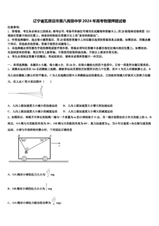 辽宁省瓦房店市第八高级中学2024年高考物理押题试卷含解析.doc