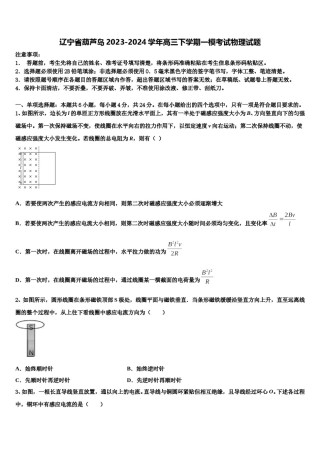 辽宁省葫芦岛2023-2024学年高三下学期一模考试物理试题含解析.doc