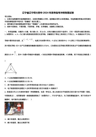 辽宁省辽宁师大附中2024年高考临考冲刺物理试卷含解析.doc