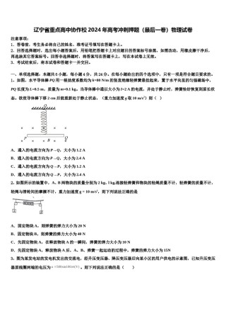 辽宁省重点高中协作校2024年高考冲刺押题（最后一卷）物理试卷含解析.doc