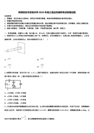 陕西延安市实验中学2024年高三适应性调研考试物理试题含解析.doc