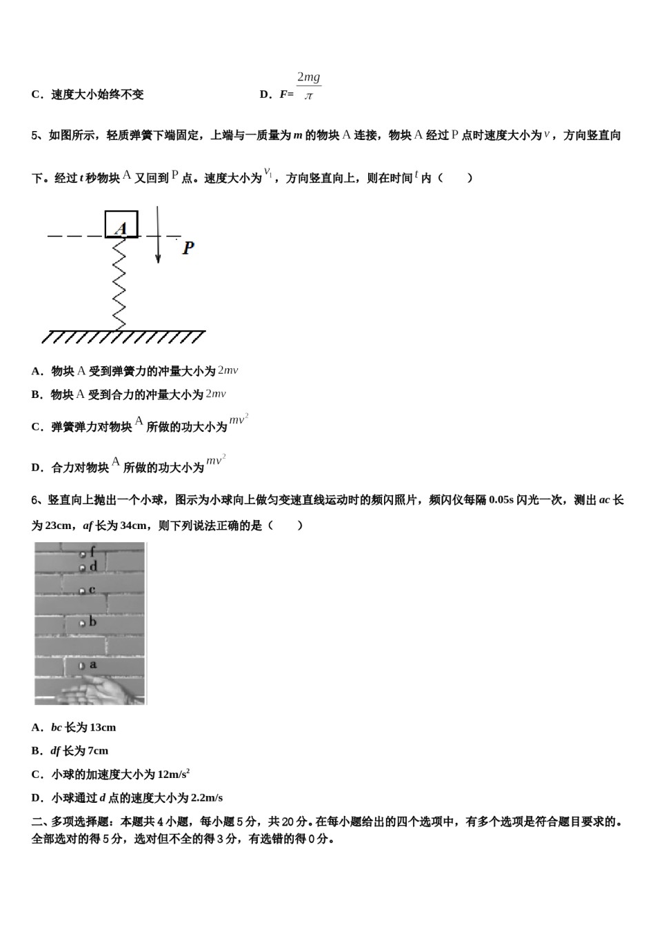 陕西省紫阳中学2023-2024学年高考物理必刷试卷含解析.doc_第2页