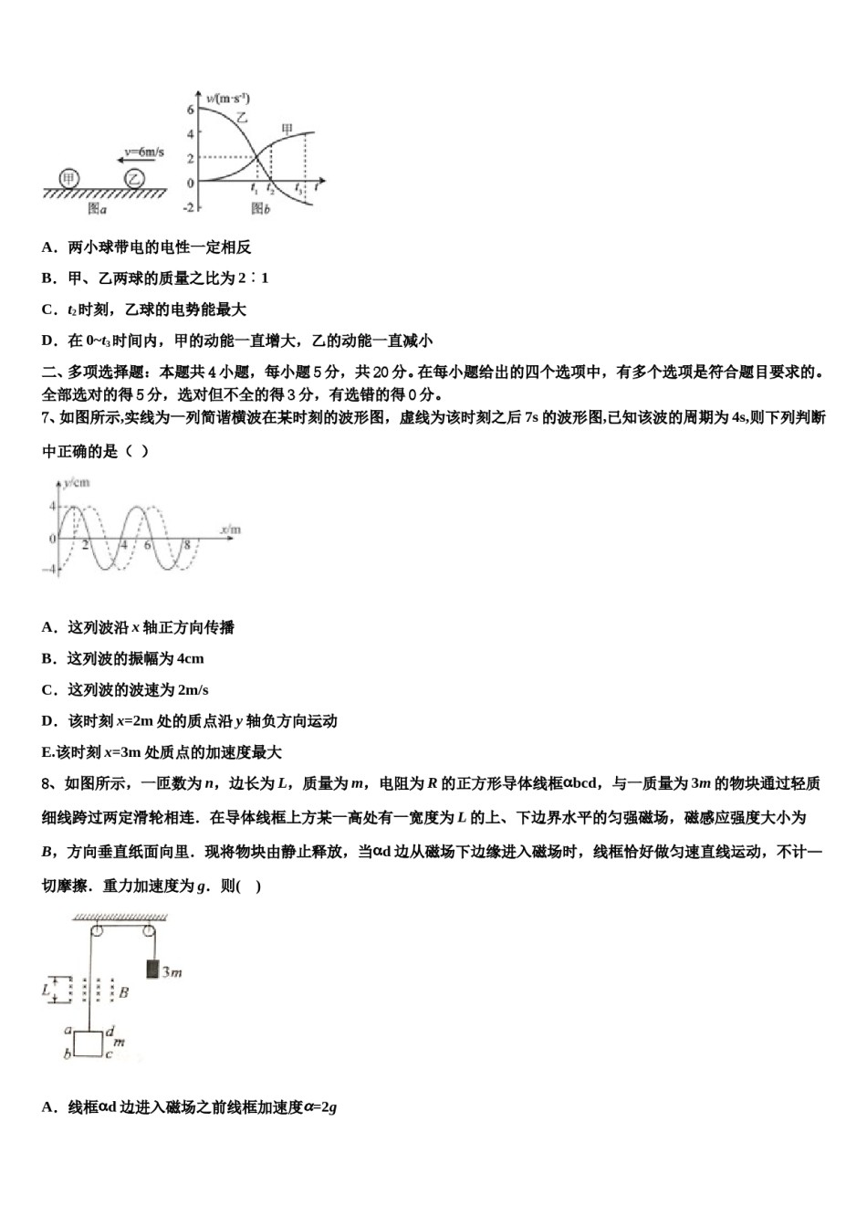 陕西省西安市长安区第一中学2023-2024学年高三下第一次测试物理试题含解析.doc_第3页