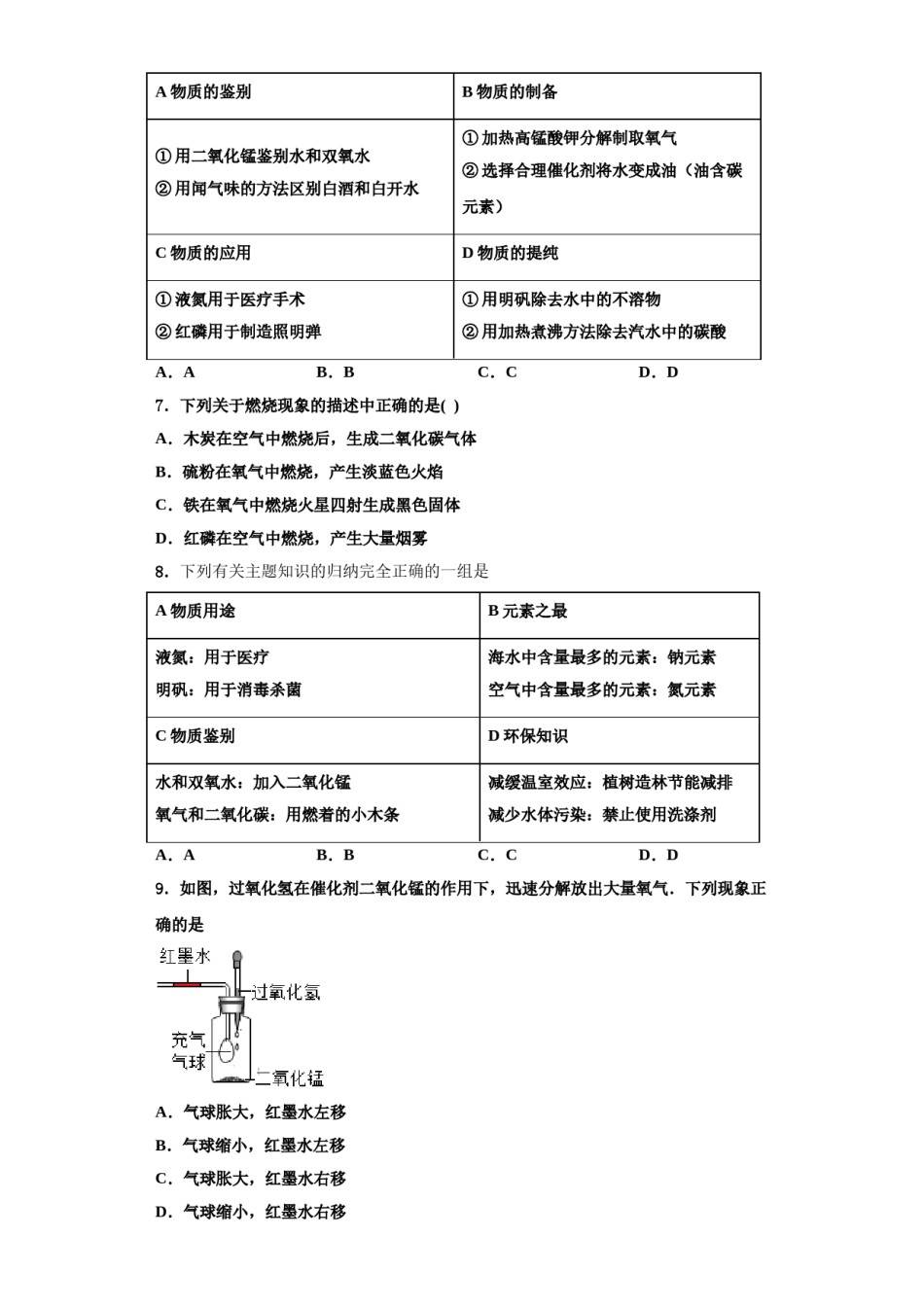 2023-2024学年朔州市重点中学化学九年级第一学期期中质量跟踪监视试题含解析.doc_第3页