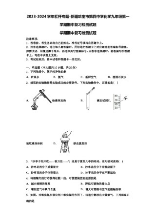2023-2024学年杠杆专题-新疆哈密市第四中学化学九年级第一学期期中复习检测试题含解析.doc