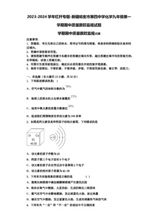 2023-2024学年杠杆专题-新疆哈密市第四中学化学九年级第一学期期中质量跟踪监视试题含解析.doc