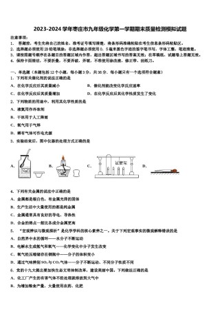 2023-2024学年枣庄市九年级化学第一学期期末质量检测模拟试题含解析.doc