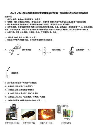 2023-2024学年柳州市重点中学九年级化学第一学期期末达标检测模拟试题含解析.doc