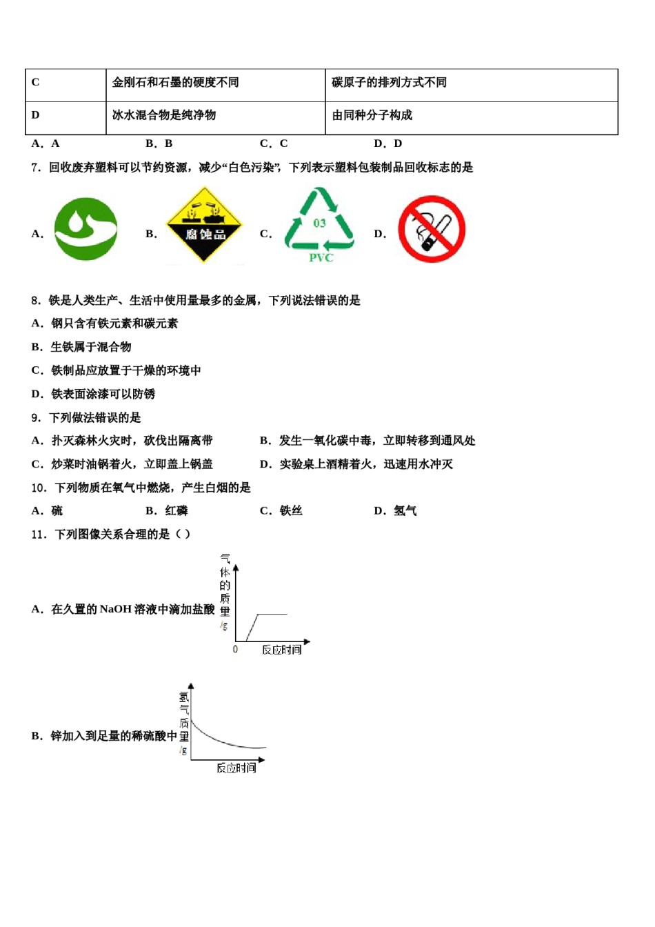 2023-2024学年武威市重点中学化学九年级第一学期期末质量检测试题含解析.doc_第2页