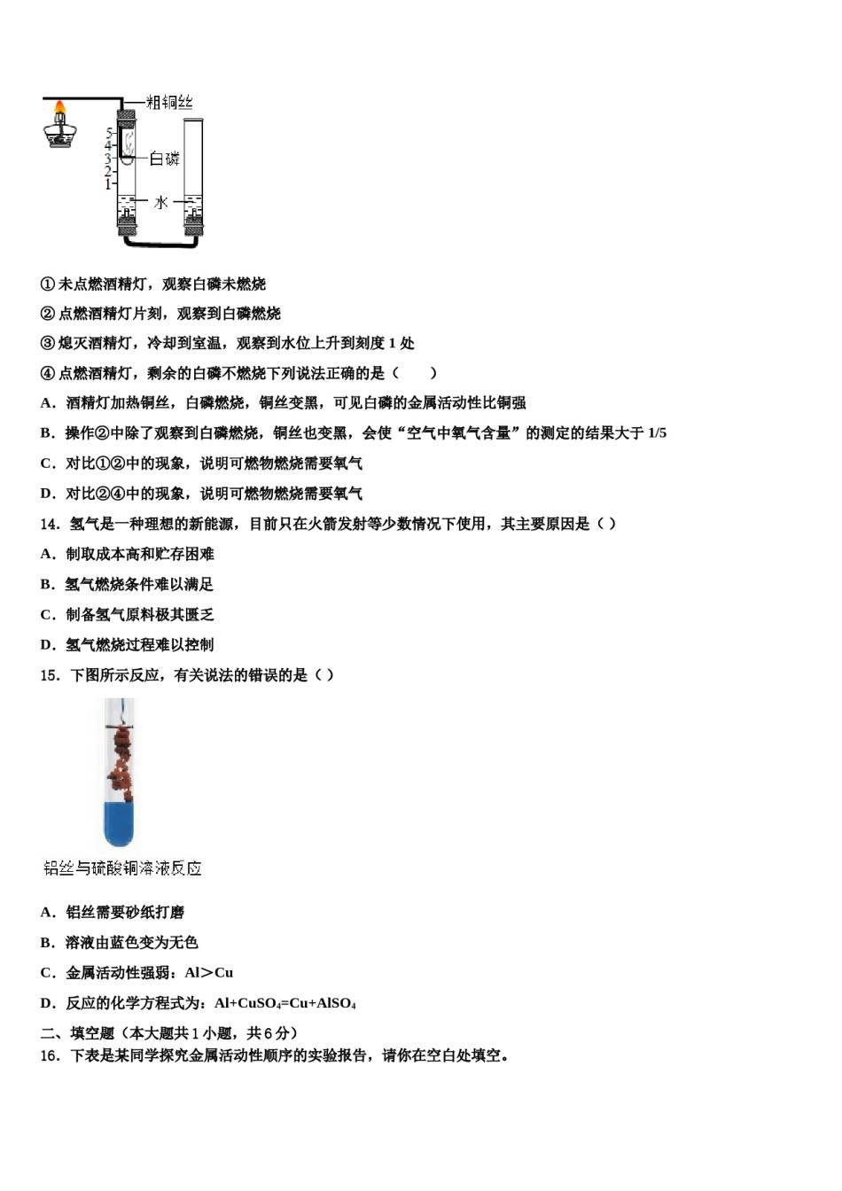 2023-2024学年江苏南京师范大附属中学九年级化学第一学期期末联考模拟试题含解析.doc_第3页