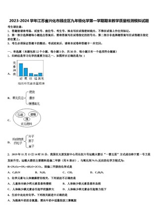 2023-2024学年江苏省兴化市顾庄区九年级化学第一学期期末教学质量检测模拟试题含解析.doc