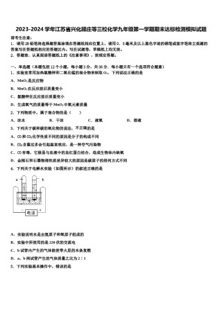 2023-2024学年江苏省兴化顾庄等三校化学九年级第一学期期末达标检测模拟试题含解析.doc