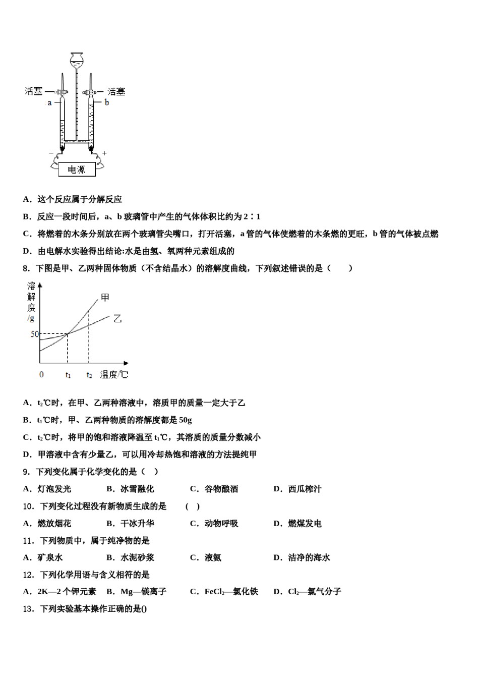 2023-2024学年江苏省南京市江宁区九年级化学第一学期期末达标检测模拟试题含解析.doc_第2页